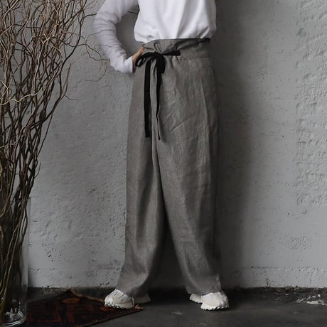 .less linen wrap pants (gray)