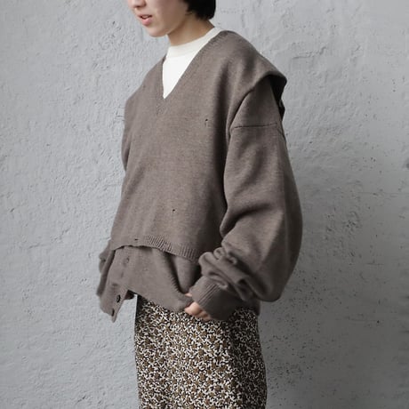 RYU KAGA damaged knit caradigan (charcoal)