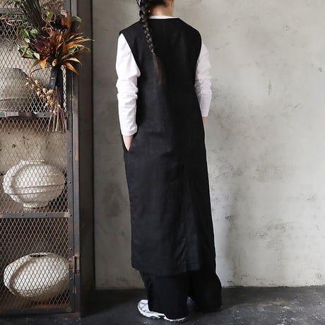 .less jacquard long  gilet (black)
