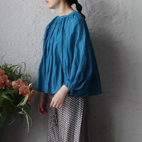R&D.M.Co- khadi cotton  gather smock (blue)