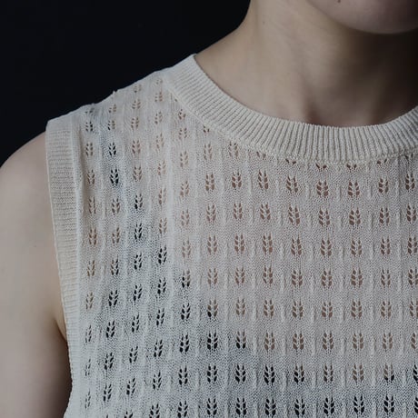 NOUVELLES DU PARADIS openwork knit vest (ivory)