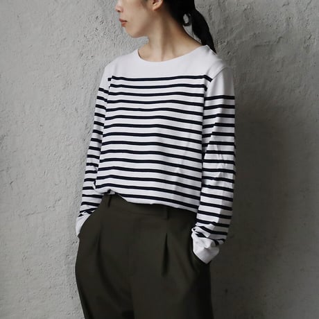 france navy type  border long sleeve shirt