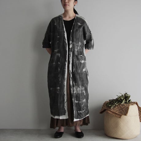m.Funatabi kimono coat (Sumi dye)