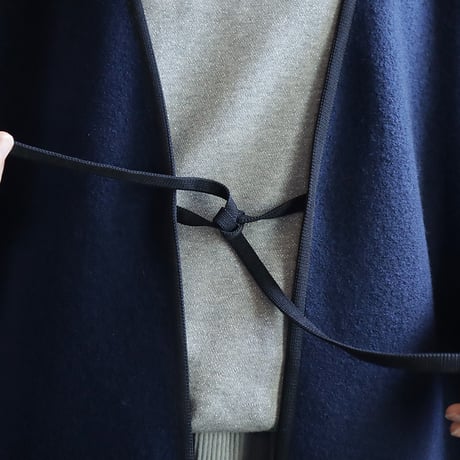 2B wool long gilet (navy)
