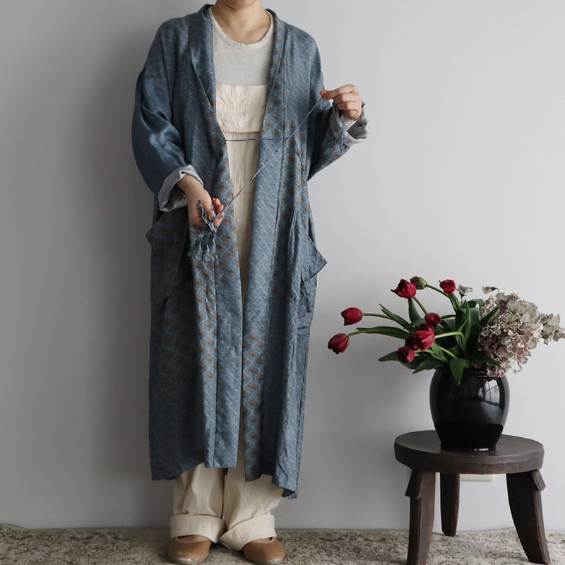 TOWAVASE sarasa silk robe (blue) | nii-B | WEBSHOP