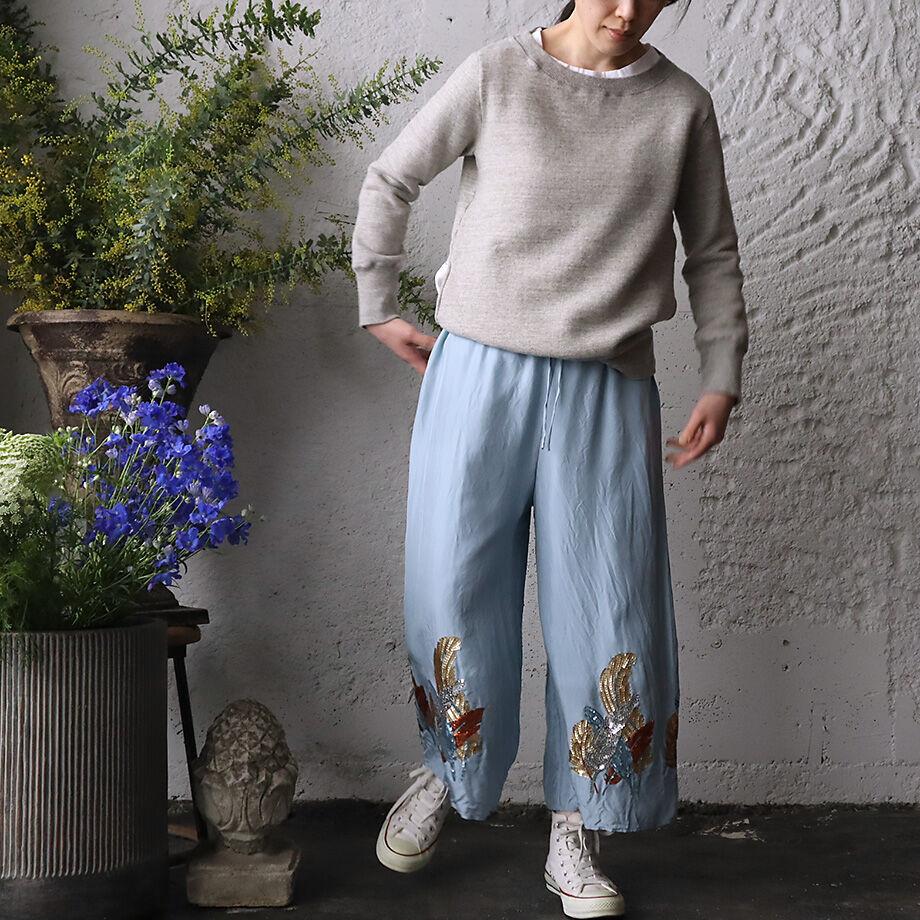 パンツ　TOWAVASE TOWAVASE sarasa silk pants (ivory) | nii-B | WE