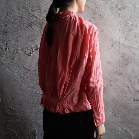 R&D.M.Co- khadi cotton  gather tuck blouse (pink)