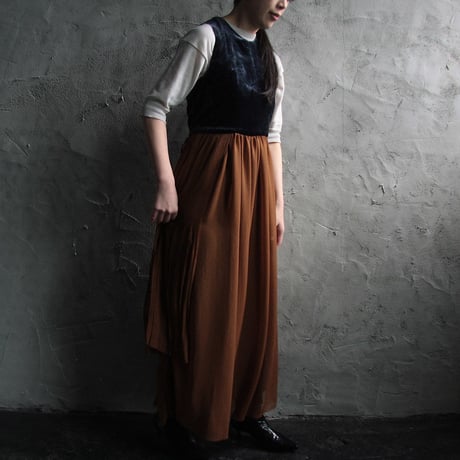 Tabrik no sleeve dress (navy x brown)  