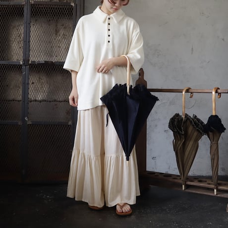 Tabrik fringe parasol (black x blue stripe)