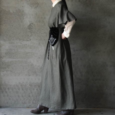 NOTA bell sleeve dress + purse  khaki