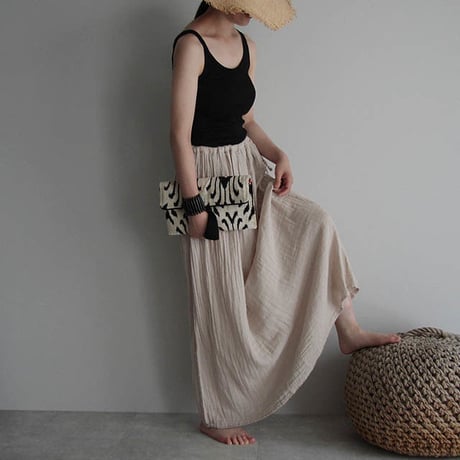 organic cotton long skirt beige