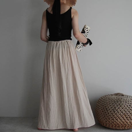 organic cotton long skirt beige