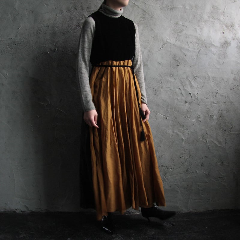 Tabrik no sleeve dress (black x camel) | nii-B Tabrik no sleeve dress (black x camel) | nii-B
