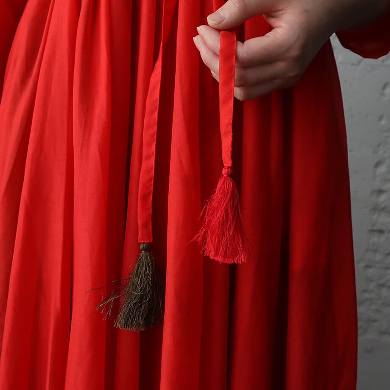 Tabrik cotton silk gather dress (red) | nii-B |