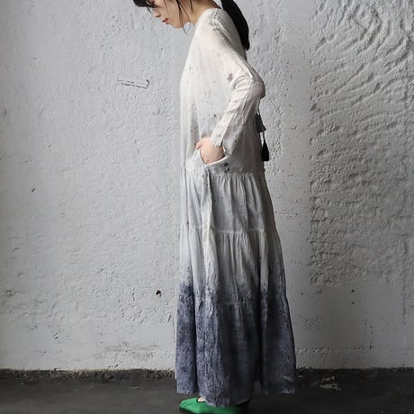 Tabrik cotton silk tiered dress (logewood)