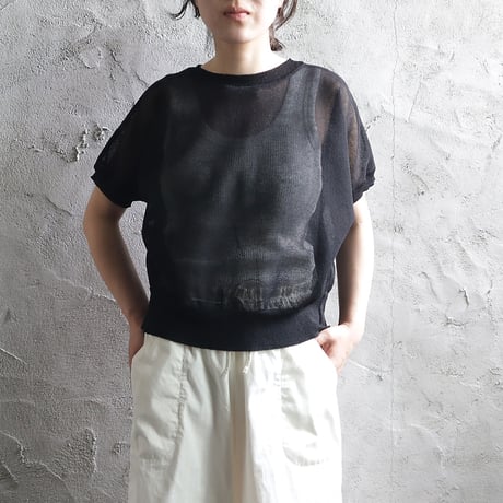 Le pivot ramie short cardigan(black)