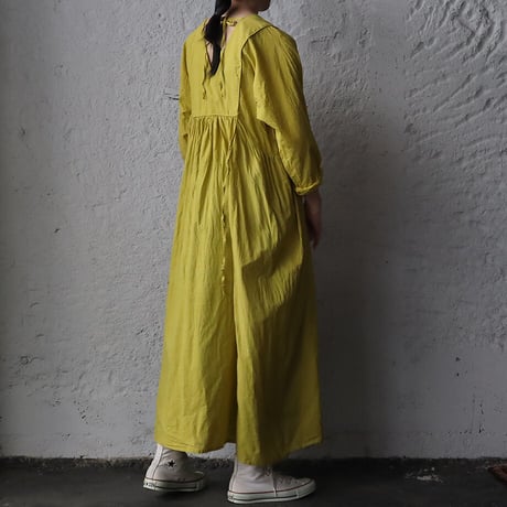 saruche v-button cotton dress (yellow)