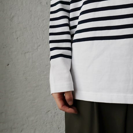 france navy type  border long sleeve shirt