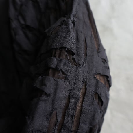 saruche hand cutwork long jacket (black)