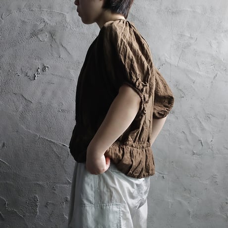 Tabrik linen puff blouse (doro-zome)