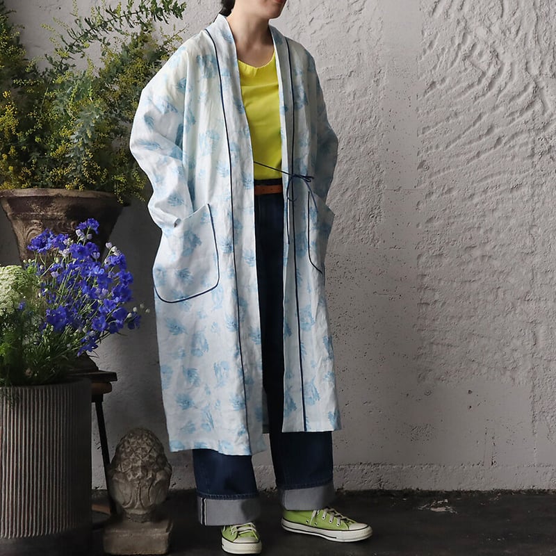 TOWAVASE Frais linen robe (blue) | nii-B | WEBSHOP