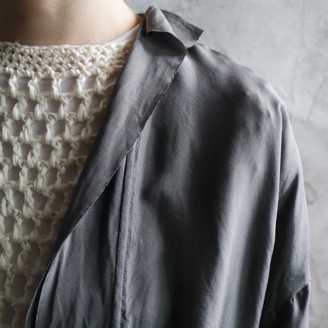 TOWAVASE Volant silk short robe (dark gray)
