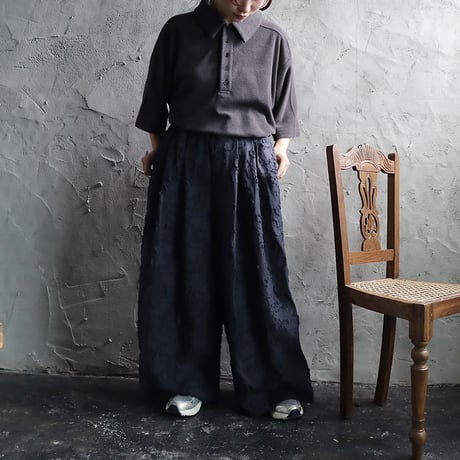 .less cut jacquard pants (navy)