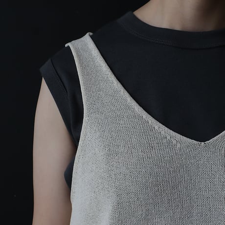 NOUVELLES DU PARADIS cotton knit vest (ivory)