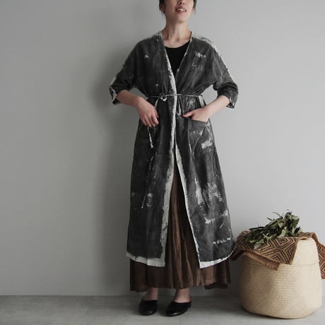 m.Funatabi kimono coat (Sumi dye)
