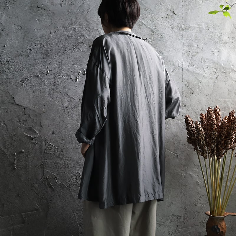 TOWAVASE Volant silk short robe (dark gray) | n TOWAVASE Volant silk short robe (dark gray) | n