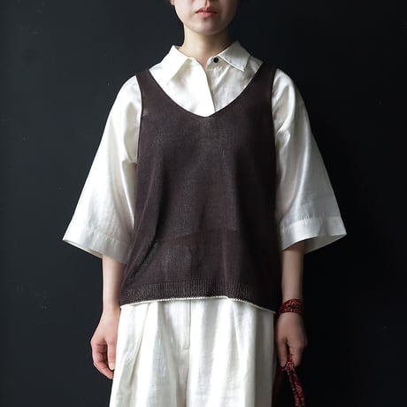NOUVELLES DU PARADIS cotton knit vest (dark brown)
