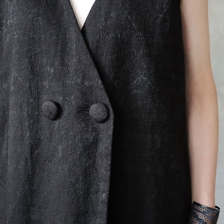 .less jacquard long  gilet (black)