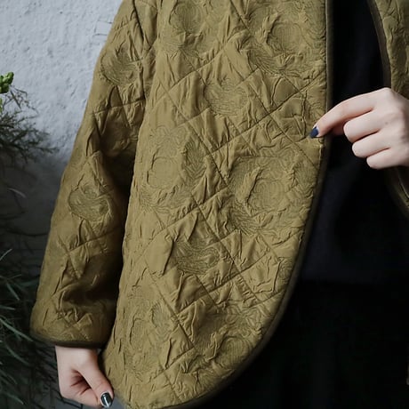 R&D.M.Co- jucquard matelasse trimming jacket (khaki)