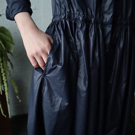 R&D.M.Co- thin cloth front open dress (navy)