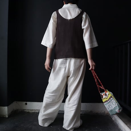 NOUVELLES DU PARADIS cotton knit vest (dark brown)