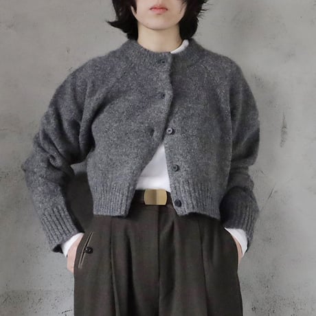 ànuke melange knit cardigan (yellow/charcoal gray)