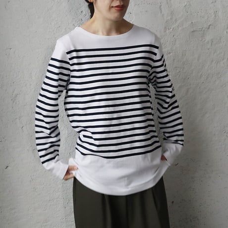 france navy type  border long sleeve shirt