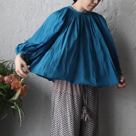 R&D.M.Co- khadi cotton  gather smock (blue)
