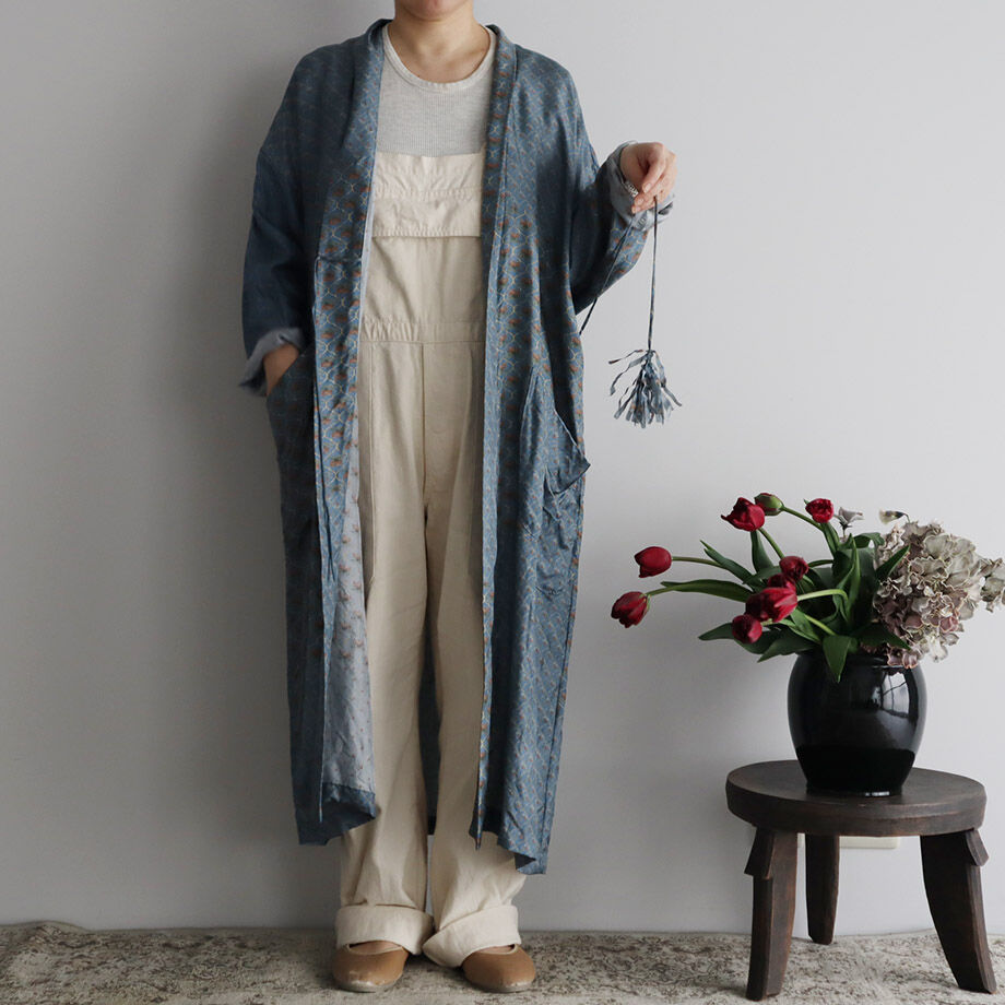 TOWAVASE sarasa silk robe (blue) | nii-B | WEBSHOP