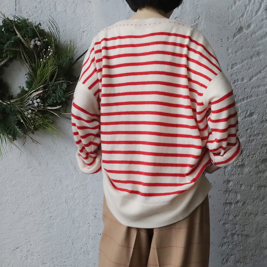 TOWAVASE Basque pullover (ivory x red) | nii-B