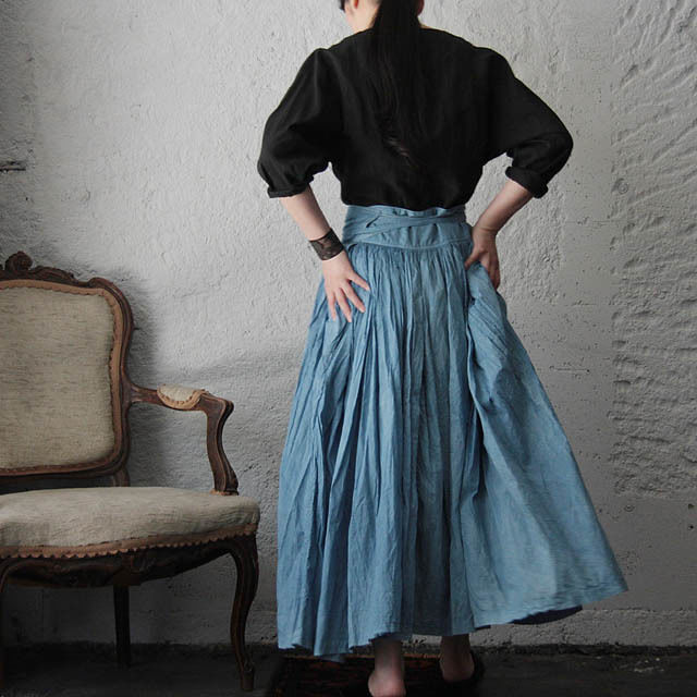 tabrik タブリク　ログウッド染めスカート Tabrik cotton silk tiered dress (logewood) | ni