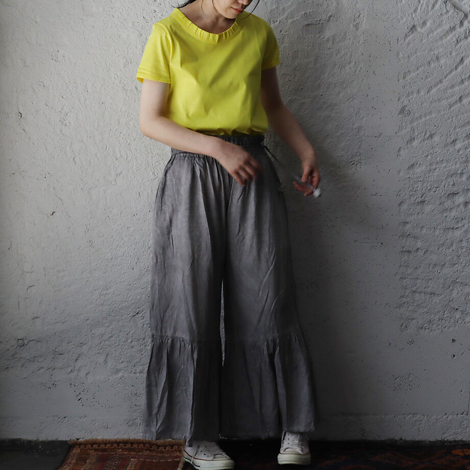 Tabrik gather pants (sumi-zome) | nii-B | WEBSHOP