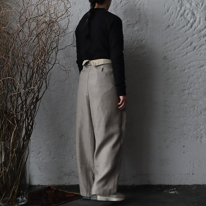 less linen wrap pants (beige) | nii-B | WEBSHOP