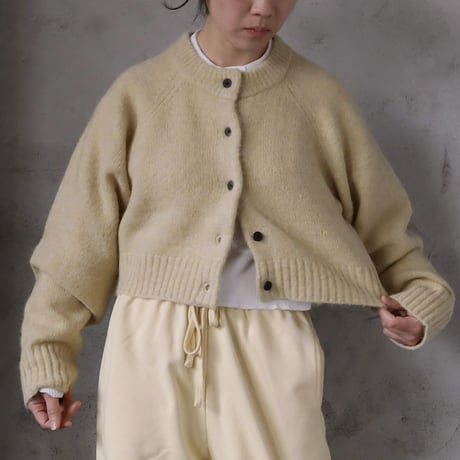 ànuke melange knit cardigan (yellow/charcoal gray)