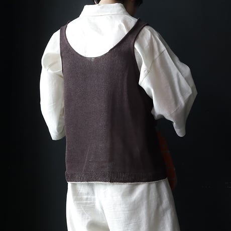 NOUVELLES DU PARADIS cotton knit vest (dark brown)