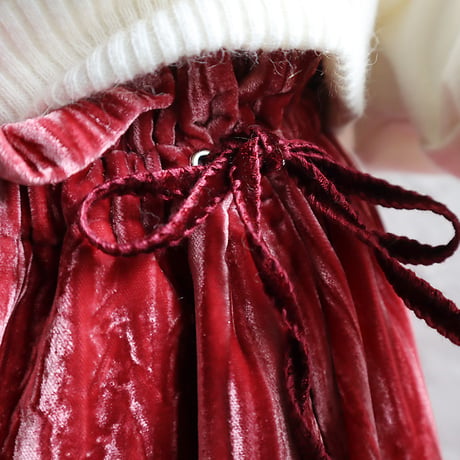 NOTA velvet long skirt (pinkred)