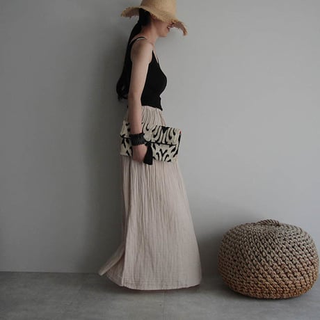 organic cotton long skirt beige