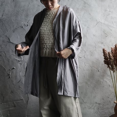 TOWAVASE Volant silk short robe (light gray)