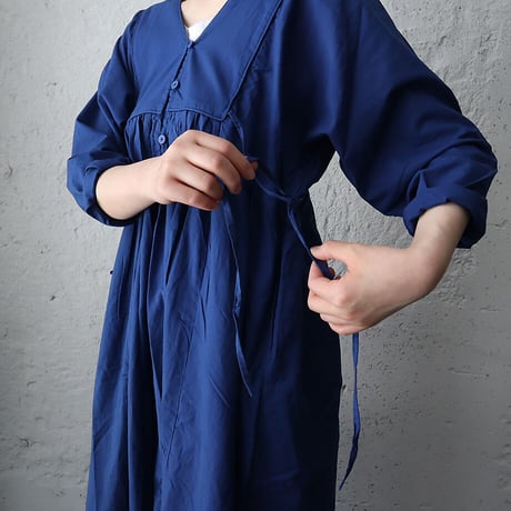 saruche v-button cotton dress (blue)