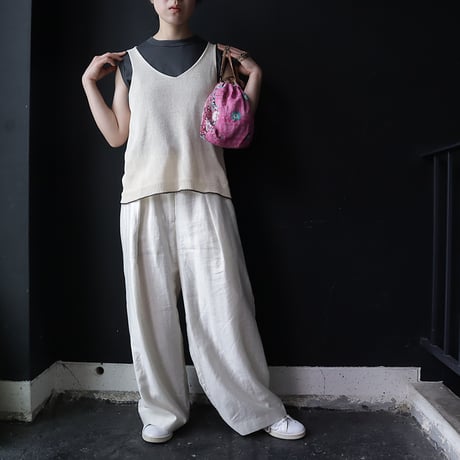 NOUVELLES DU PARADIS cotton knit vest (ivory)